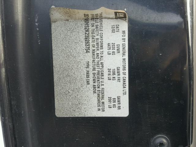 2G1WH52K239263754 - 2003 CHEVROLET IMPALA LS BLACK photo 10