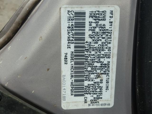 4T1BF18B5XU291399 - 1999 TOYOTA AVALON XL SILVER photo 10