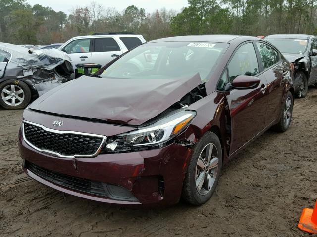 3KPFL4A73JE198831 - 2018 KIA FORTE LX BURGUNDY photo 2