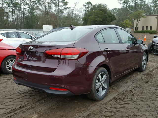 3KPFL4A73JE198831 - 2018 KIA FORTE LX BURGUNDY photo 4