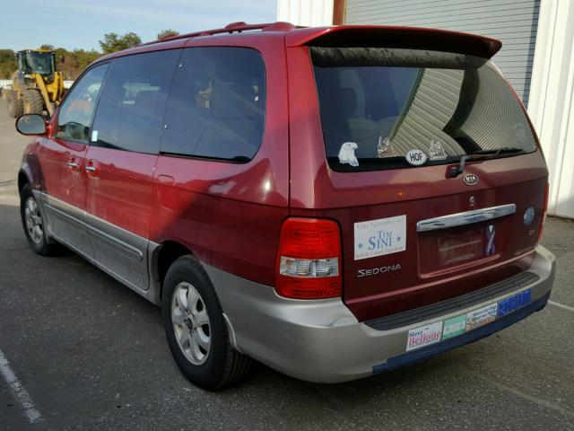 KNDUP132656686968 - 2005 KIA SEDONA EX MAROON photo 3