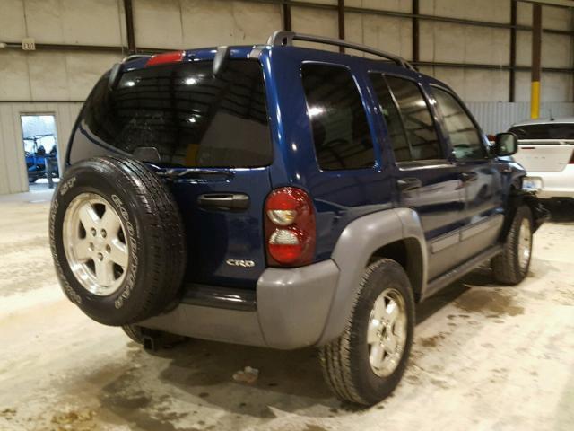 1J4GL48515W635546 - 2005 JEEP LIBERTY SP BLUE photo 4