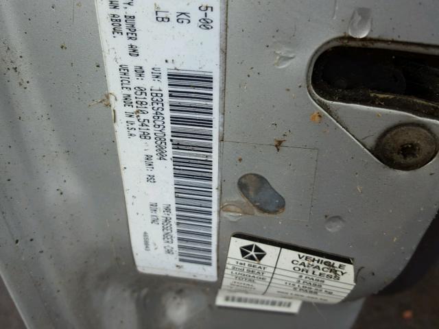 1B3ES46C6YD850004 - 2000 DODGE NEON BASE GRAY photo 10