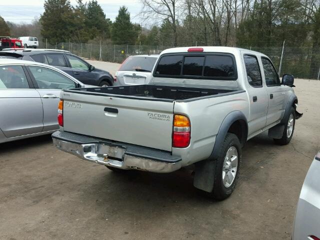 5TEGN92NX3Z212213 - 2003 TOYOTA TACOMA DOU SILVER photo 4