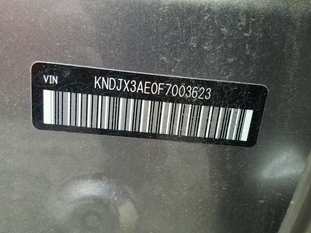 KNDJX3AE0F7003623 - 2015 KIA SOUL EV GRAY photo 10