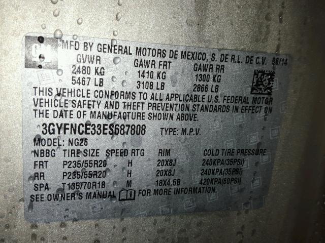 3GYFNCE33ES687808 - 2014 CADILLAC SRX PERFOR 米色 照片 10