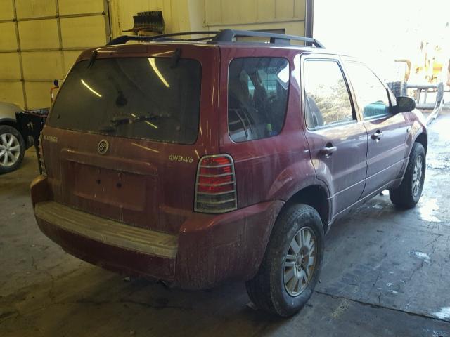 4M2YU57146KJ06705 - 2006 MERCURY MARINER RED photo 4