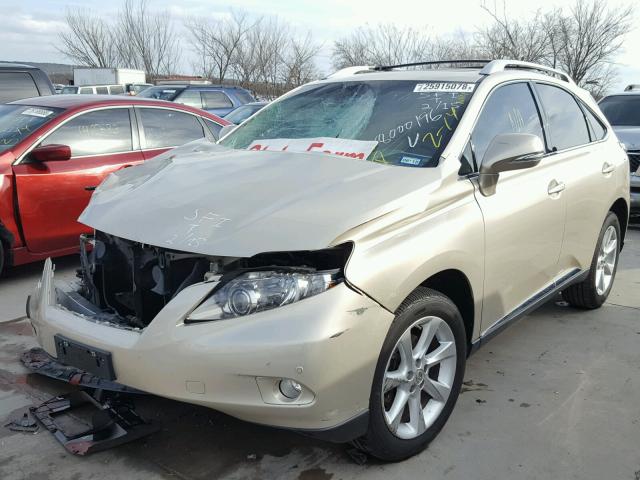 2T2ZK1BA1BC050262 - 2011 LEXUS RX 350 GOLD photo 2