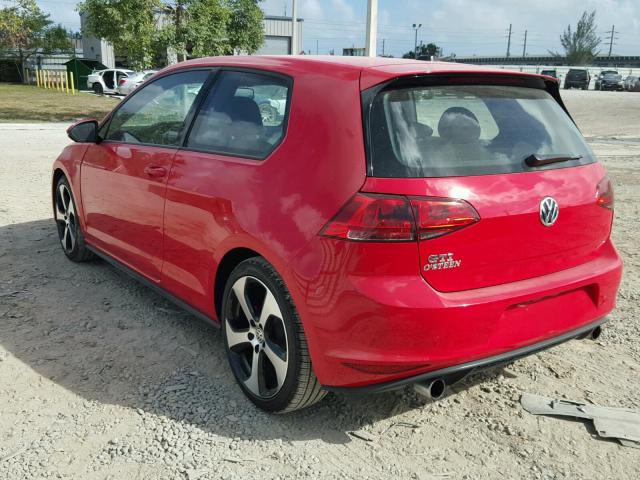 3VWYT7AU8FM036879 - 2015 VOLKSWAGEN GTI RED photo 3