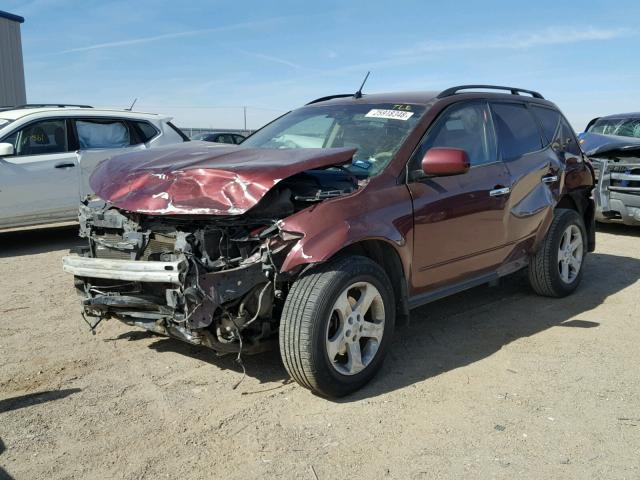 JN8AZ08W95W412218 - 2005 NISSAN MURANO SL BURGUNDY photo 2