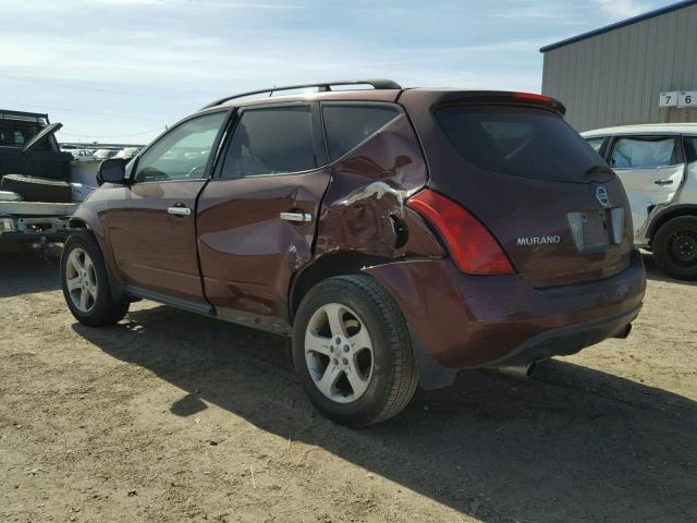 JN8AZ08W95W412218 - 2005 NISSAN MURANO SL BURGUNDY photo 3