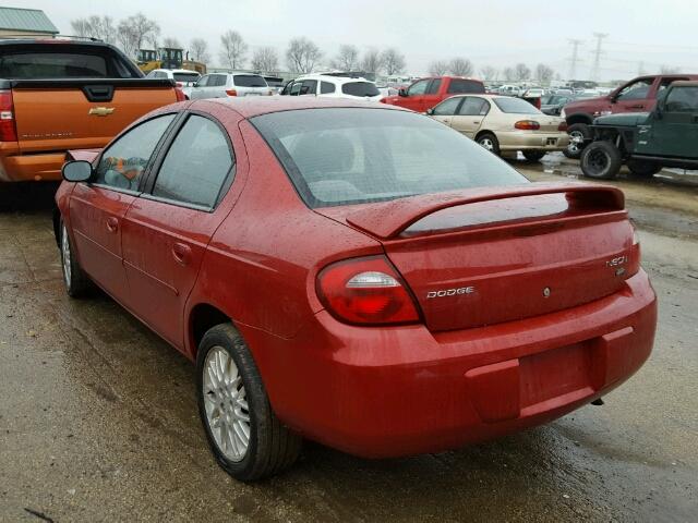 1B3ES56C85D242194 - 2005 DODGE NEON SXT RED photo 3