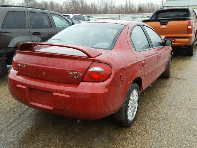 1B3ES56C85D242194 - 2005 DODGE NEON SXT RED photo 4