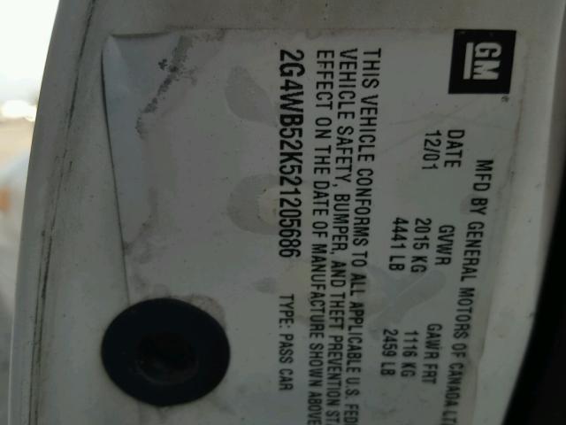 2G4WB52K521205686 - 2002 BUICK REGAL LS 白色 照片 10