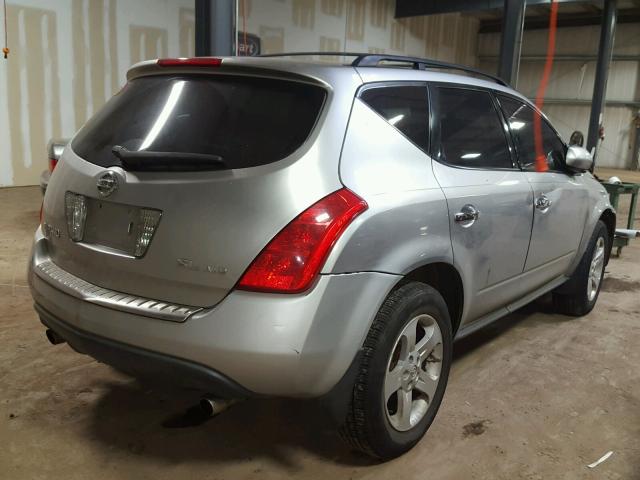 JN8AZ08W04W328710 - 2004 NISSAN MURANO SL SILVER photo 4