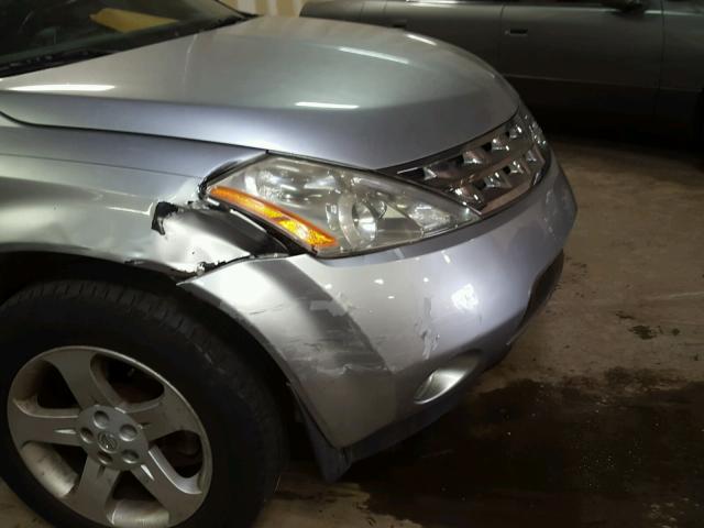 JN8AZ08W04W328710 - 2004 NISSAN MURANO SL SILVER photo 9