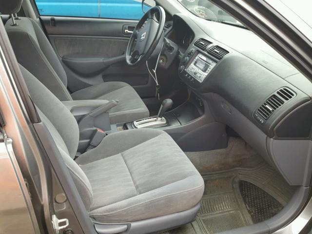 2HGES26775H541146 - 2005 HONDA CIVIC EX GRAY photo 5