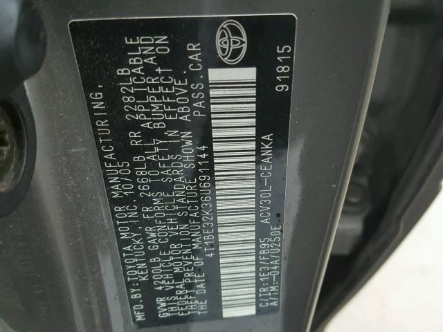 4T1BE32K36U691144 - 2006 TOYOTA CAMRY LE GRAY photo 10