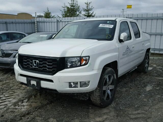 5FPYK1F82EB501522 - 2014 HONDA RIDGELINE WHITE photo 2