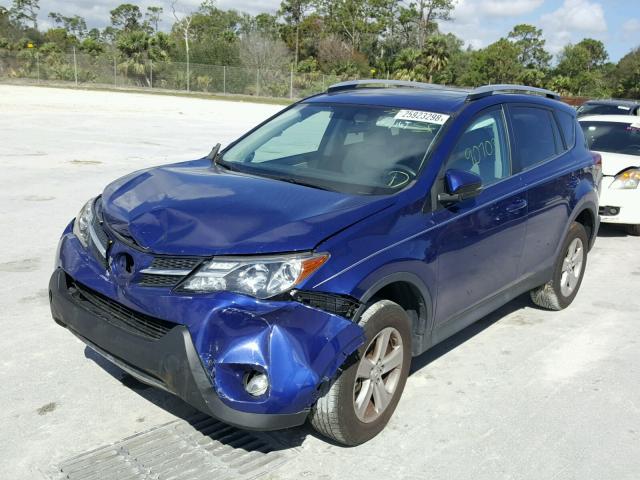 2T3WFREV9EW125986 - 2014 TOYOTA RAV4 XLE BLUE photo 2