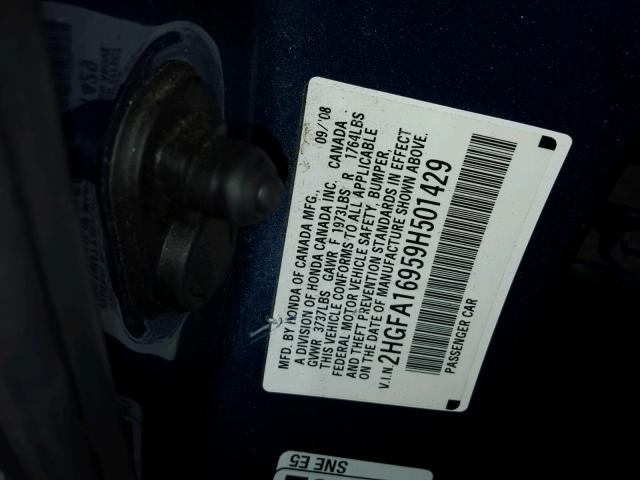 2HGFA16959H501429 - 2009 HONDA CIVIC EXL 蓝色 照片 10