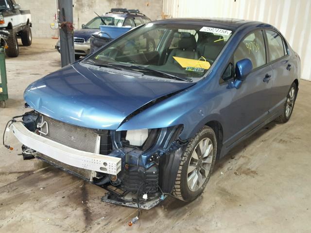 2HGFA16959H501429 - 2009 HONDA CIVIC EXL BLUE photo 2