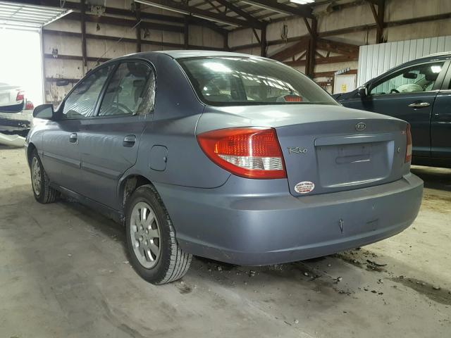 KNADC125336272421 - 2003 KIA RIO BLUE photo 3