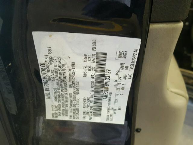 1FAFP34NX6W133129 - 2006 FORD FOCUS ZX4 BLACK photo 10