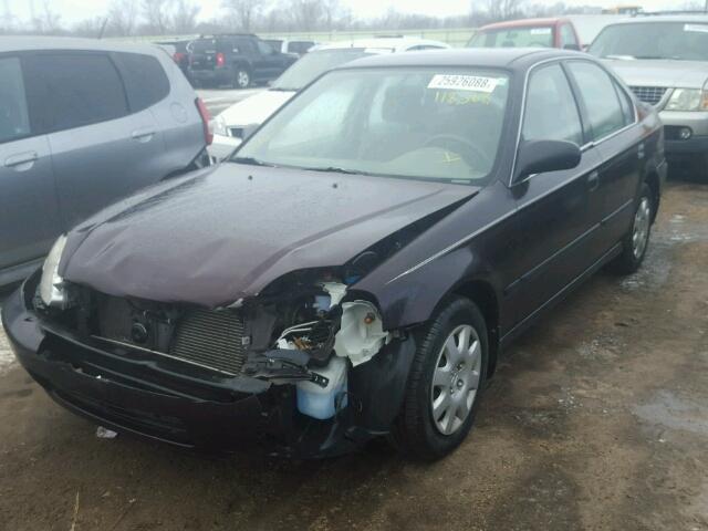 1HGEJ6679YL063474 - 2000 HONDA CIVIC LX MAROON photo 2