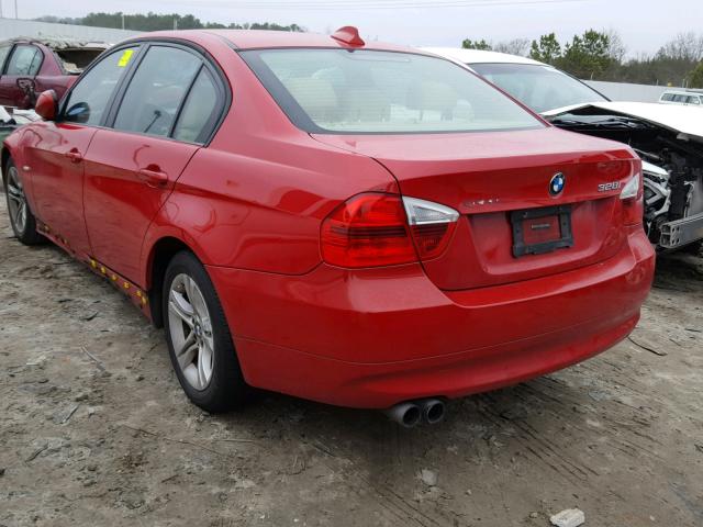 WBAVA37528NL50585 - 2008 BMW 328 I RED photo 3