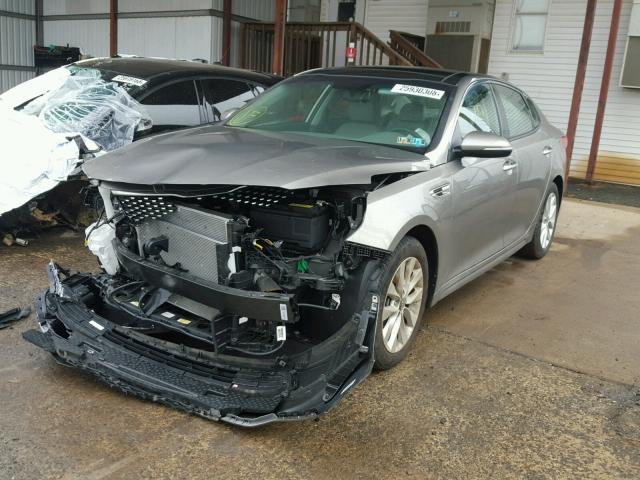 5XXGU4L32GG074299 - 2016 KIA OPTIMA EX GRAY photo 2