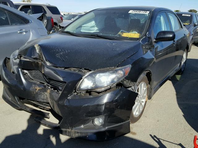 1NXBU4EE6AZ263222 - 2010 TOYOTA COROLLA BA BLACK photo 2