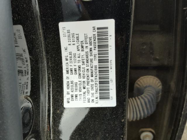 1HGCR2F37FA243986 - 2015 HONDA ACCORD LX BLACK photo 10