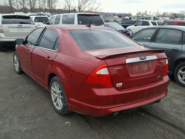 3FAHP0JG6AR228974 - 2010 FORD FUSION SEL RED photo 3