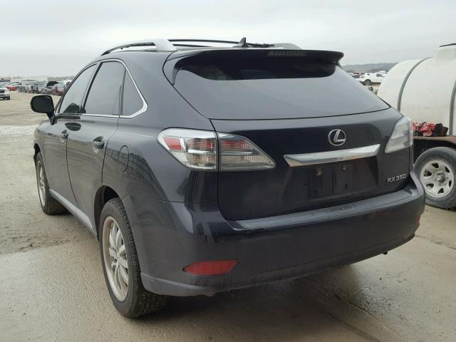 2T2ZK1BA1CC075700 - 2012 LEXUS RX 350 BLACK photo 3