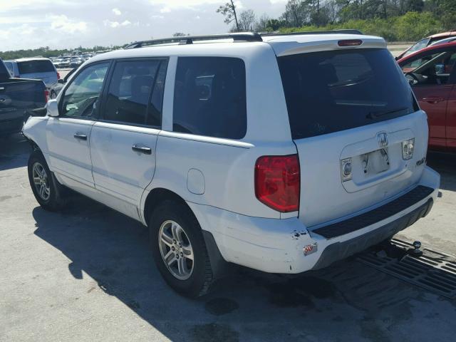 5FNYF18525B025160 - 2005 HONDA PILOT EXL WHITE photo 3