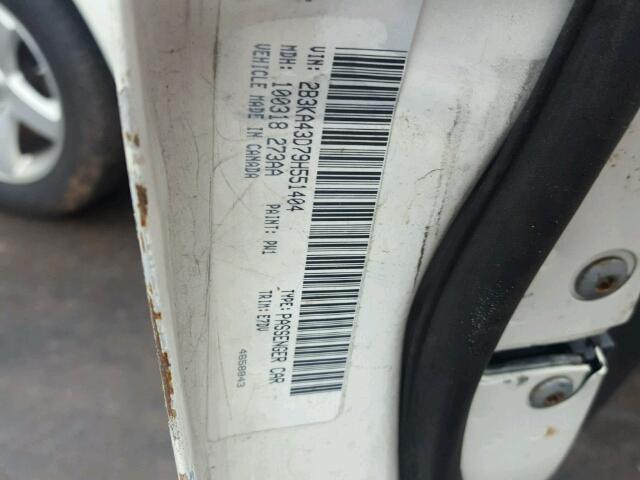 2B3KA43D79H551404 - 2009 DODGE CHARGER WHITE photo 10