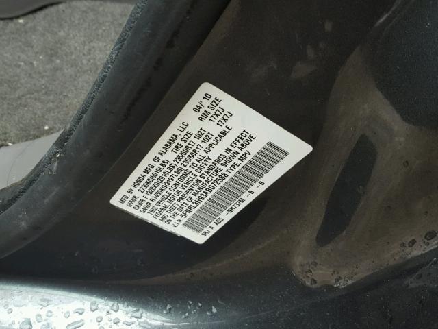 5FNRL3H93AB072588 - 2010 HONDA ODYSSEY TO GRAY photo 10