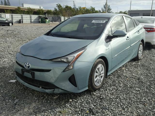 JTDKBRFU4G3023484 - 2016 TOYOTA PRIUS TEAL photo 2