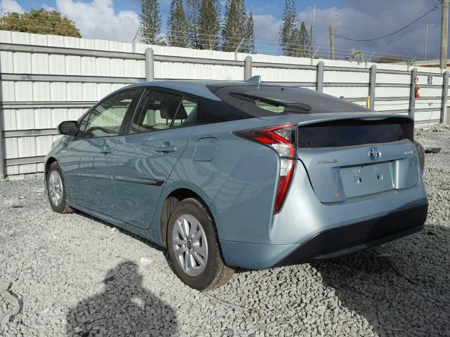 JTDKBRFU4G3023484 - 2016 TOYOTA PRIUS TEAL photo 3