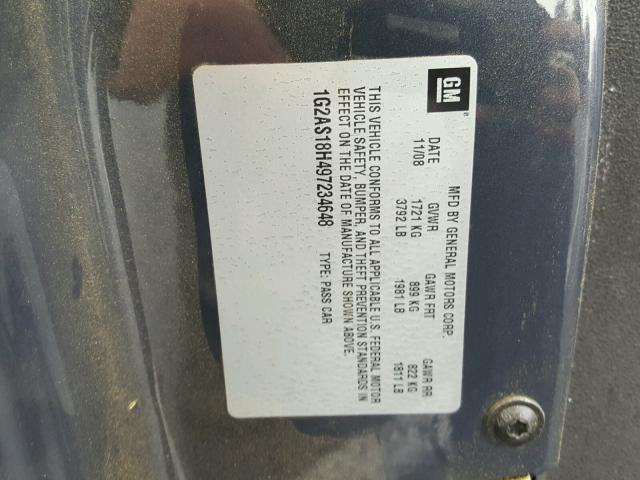 1G2AS18H497234648 - 2009 PONTIAC G5 GRAY photo 10