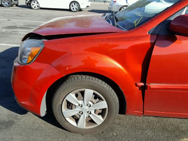 KNADH4A36A6684283 - 2010 KIA RIO LX RED photo 9