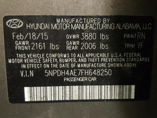 5NPDH4AE7FH648250 - 2015 HYUNDAI ELANTRA SE TAN photo 10