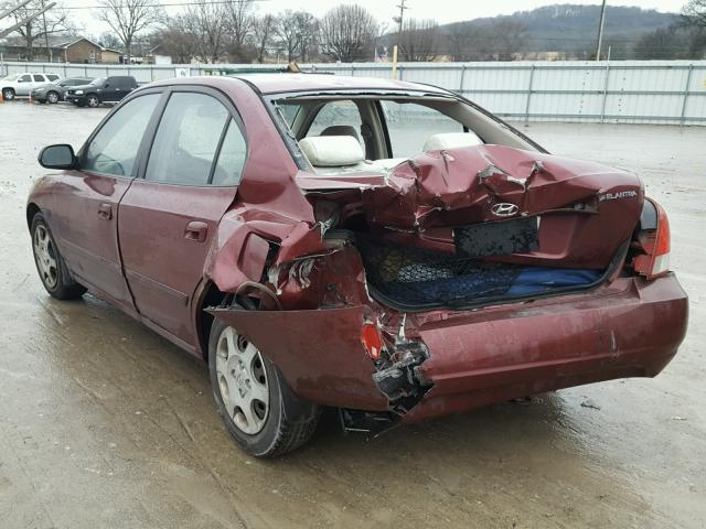 KMHDN45D22U257416 - 2002 HYUNDAI ELANTRA GL MAROON photo 3