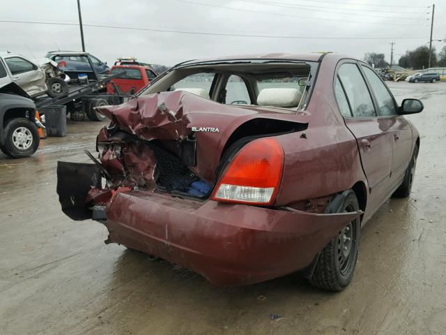 KMHDN45D22U257416 - 2002 HYUNDAI ELANTRA GL MAROON photo 4