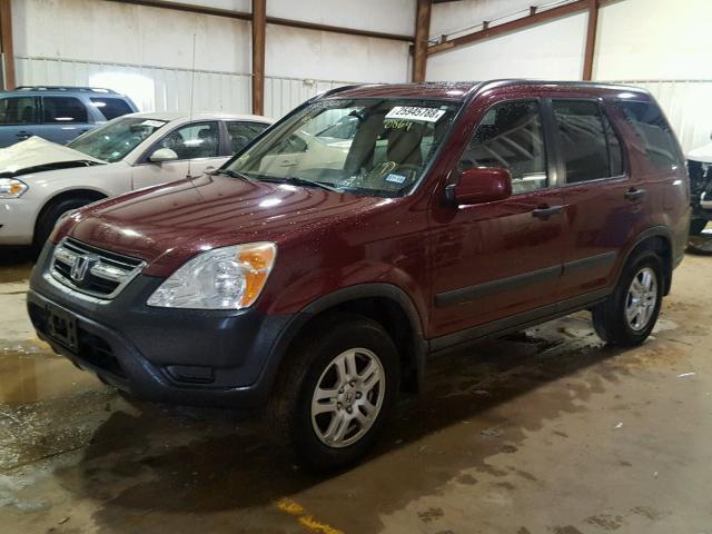 JHLRD78894C010869 - 2004 HONDA CR-V EX MAROON photo 2