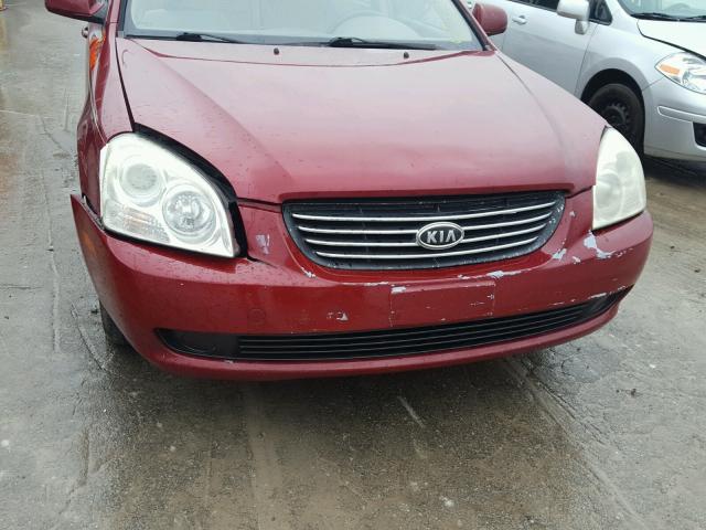 KNAGE124775108910 - 2007 KIA OPTIMA LX MAROON photo 9