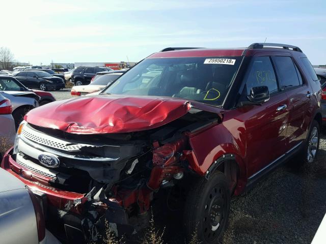 1FM5K8D84DGB20441 - 2013 FORD EXPLORER X RED photo 2