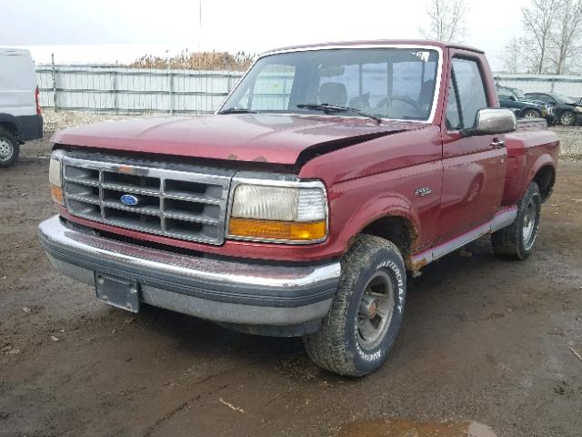 1FTCF15N7NKA74159 - 1992 FORD F150 MAROON photo 2