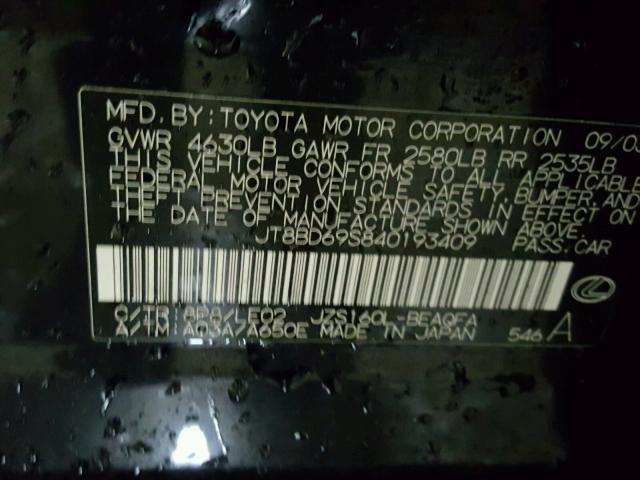 JT8BD69S840193409 - 2004 LEXUS GS 300 BLUE photo 10